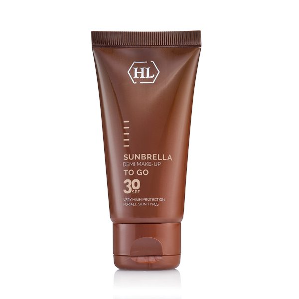 Sunbrella SPF 30 demi makeup sun protector tube, brown/tan, squeeze applicator