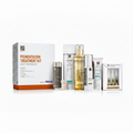 Pigmentation treatment kit box with assorted serum bottles and tubes