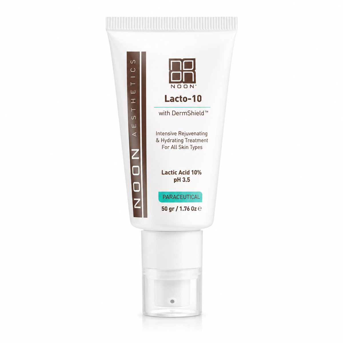 Lacto-10 whitening treatment tube with white squeeze cap