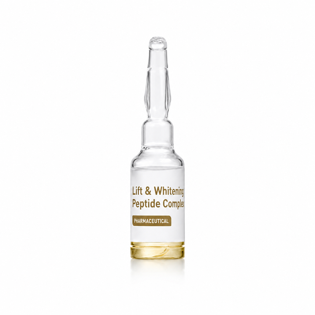 Clear serum vial with dropper and pale yellow liquid