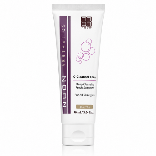 ALMA & NOON c-cleanser foam tube, white facial cleanser with flip cap
