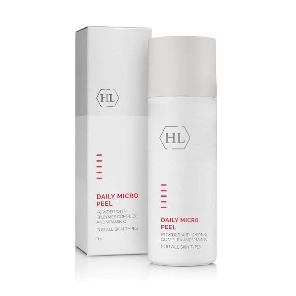 Facial peel exfoliant in white pump bottle with matching product box