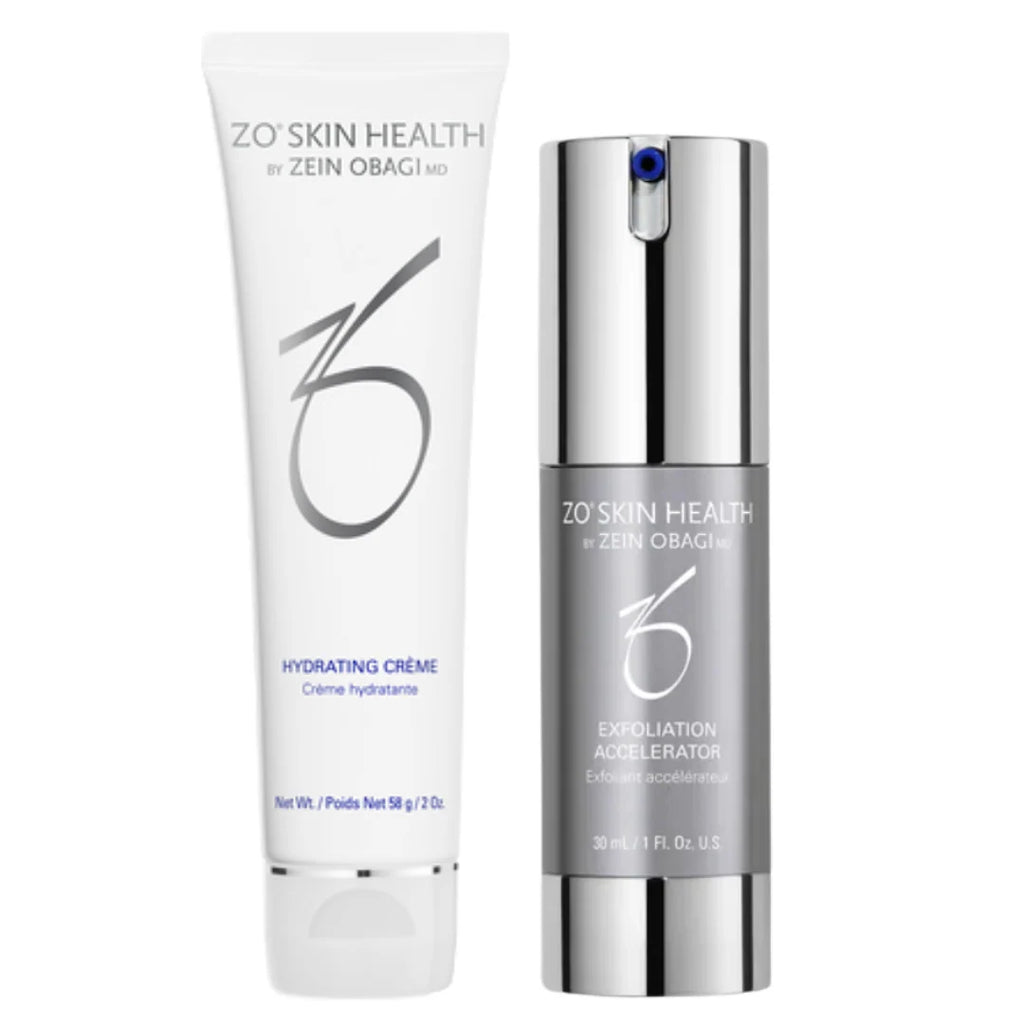 ZO Skin Health Renew + Replenish skincare duo: hydrating crème and exfoliation accelerator