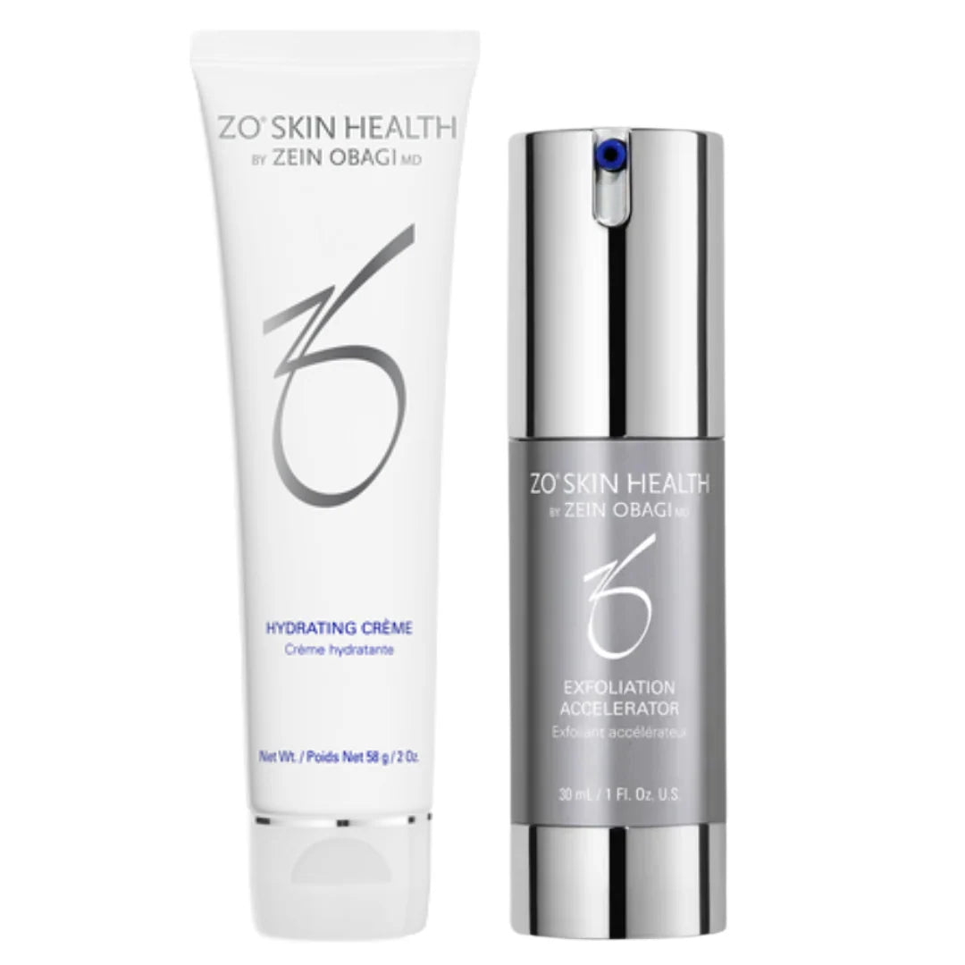 ZO Skin Health Renew + Replenish skincare duo: hydrating crème and exfoliation accelerator