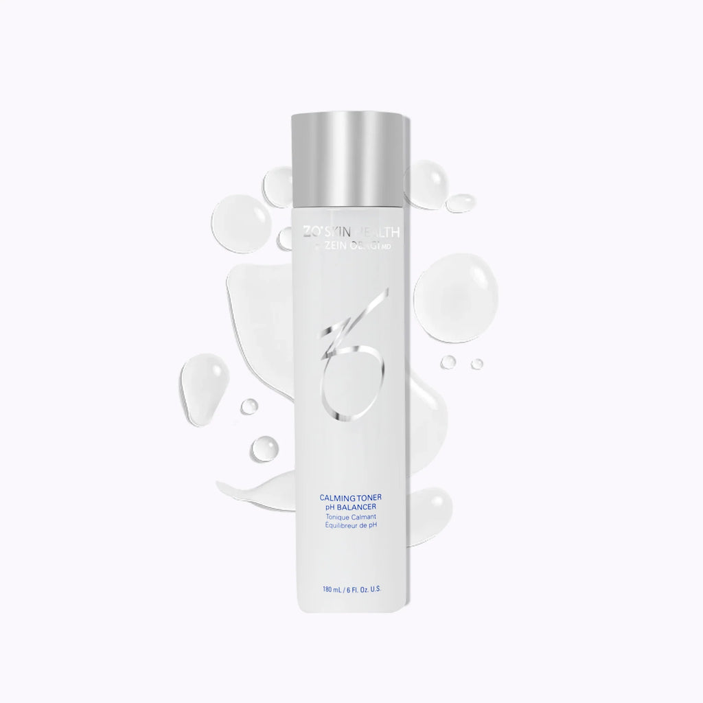 Skincare bottle with a silver cap on a white background