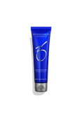 Blue ZO Skin Health scrub tube, front view, with gray squeeze base.