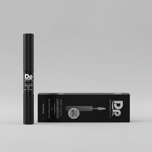 Lash and brow growth serum with black squeeze tube and DP Exo-Grow box